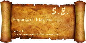 Soponyai Etelka névjegykártya